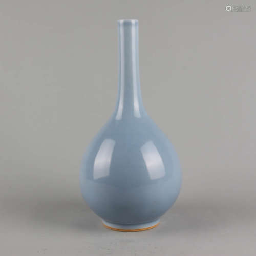 a blue-glaze bottle vase