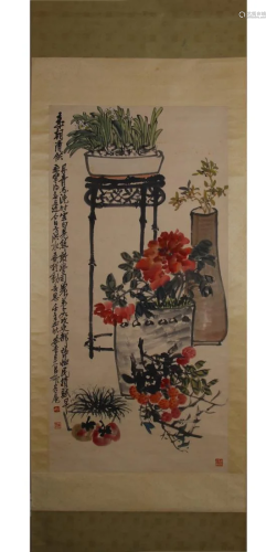 A PAINTING OF FLOWER ARRANGEMENT, WU CHANGSHUO