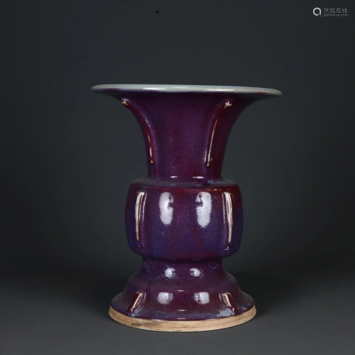 A JUN WARE FAMBE GLAZED GU VASE