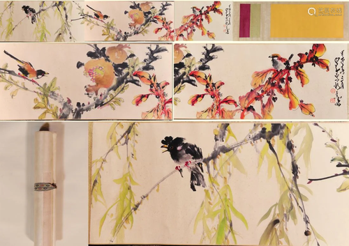 HANDSCROLL PAINTING OF BIRDS&FLOWERS,ZHAO SHAO'ANG