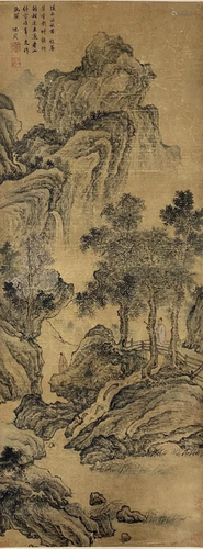 A CHINESE PAINTING OF MOUNTAIN SCENE, SHEN ZHOU