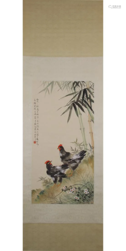 A CHINESE PAINTING OF HENS, HUANG HUANWU