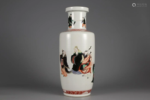 A FAMILLE ROSE 'FIGURES & NARRATIVES' ROULEAU VASE