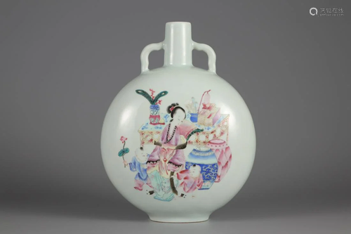 A FAMILLE ROSE 'NARRATIVES' MOONFLASK VASE