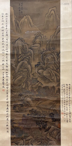 A CHINESE PAINTING OF MOUNTAIN SCENE, XIE SHICHEN