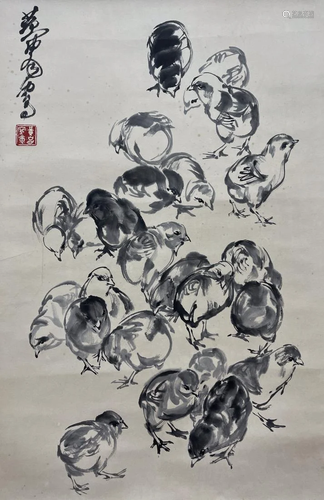 AN INK PAINTING OF CHICKS, HUANG ZHOU