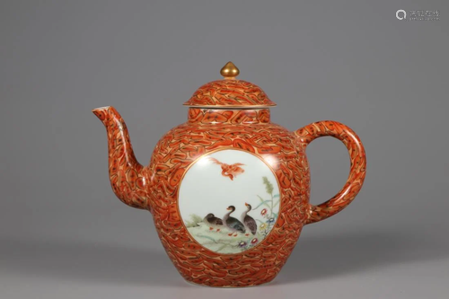 AN IMITATION STONE-GRAIN GLAZED OPEN FACE TEAPOT