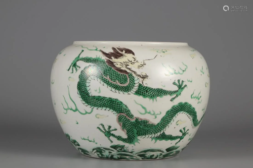 A WUCAI DRAGON PORCELAIN BRUSH POT