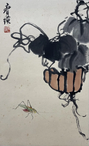 A PAINTING OF PUMPKIN AND GRASSHOPPER, QI BAISHI