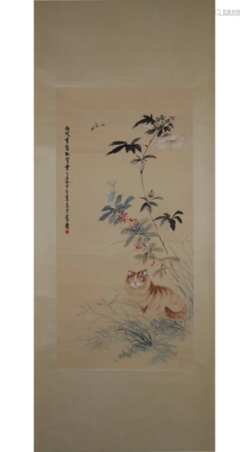 PAINTING OF CAT AND INSECT, WANG XUETAO&CAO KEJIA