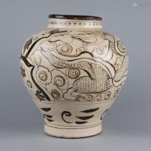 A cizhou kiln dragon and phoenix jar