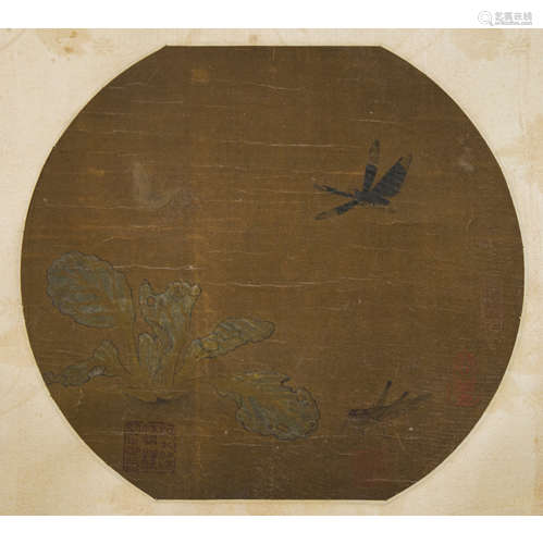 Bugs and grass painting on silk, unknown painter