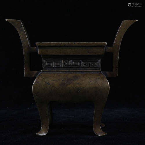 A bronze double-official-eared Censer