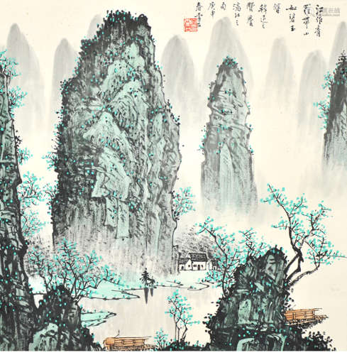 A chinese landscape painting scroll, bai xueshi