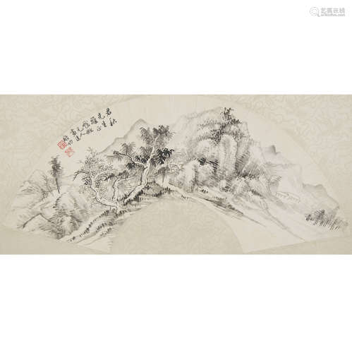 A chinese landscape painting  on paper, qi gong