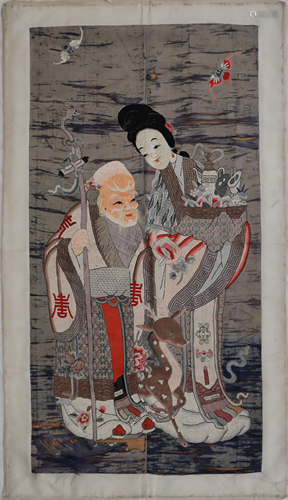 QING DYN. SILK EMBROIDERED 'MAGU' PANEL