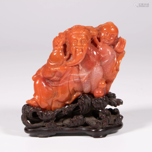 FINELY CARVED NANHONG AGATE ORNAMENT