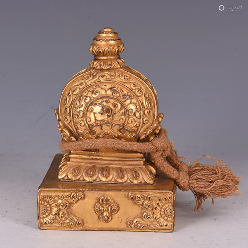 SINO-TIBETAN GILT BRONZE SEAL