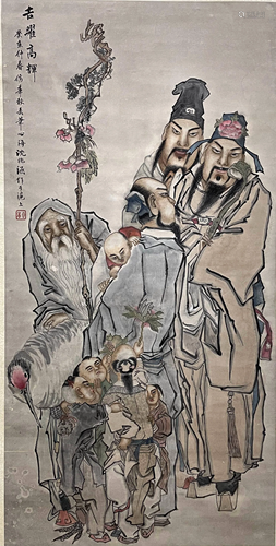 CHINESE PAINTING OF ELDERS, SHEN XINHAI