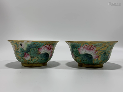 Famille Rose 'Lotus Flower' Bowls, Yongzheng Mark