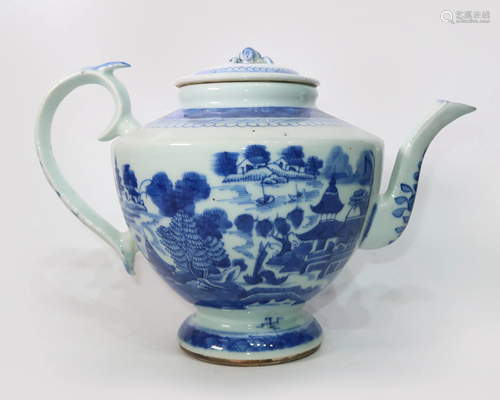 BLUE AND WHITE PORCELAIN TEAPOT