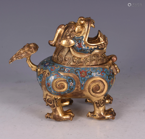 CLOISONNE ENAMEL BRONZE CENSER