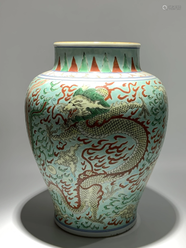 WUCAI GLAZED 'DRAGON & PHEOMIX' PORCELAIN JAR