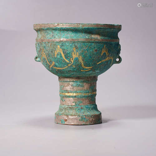 An archaistic style bronze stem cup