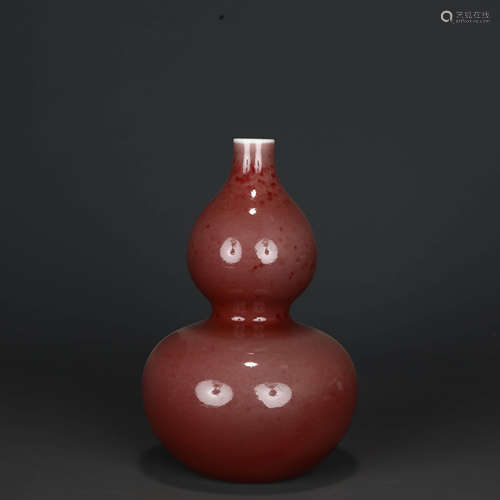 A peachbloom-glazed double gourd-shaped vase