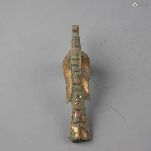 An archaistic style bronze bird belt hook