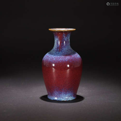 A flambe-glaze phoenix-tail-shaped vase