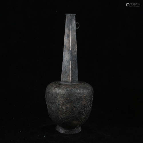 An archaistic style silver bottle vase