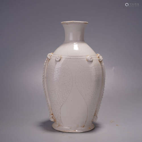 A ding ware white-glazed twin-fish vase