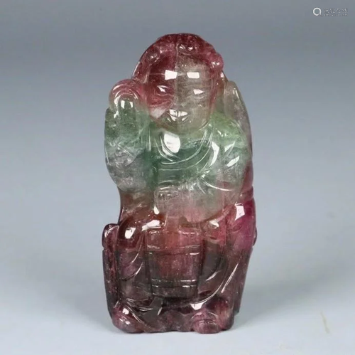 FINE PINK AND GREEN TOURMALINE FIGURAL PENDANT