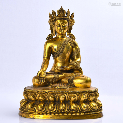 GILT BRONZE BUDDHA SHAKYAMUNI