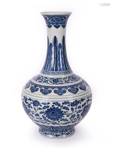 BLUE AND WHITE 'LOTUS' PORCELAIN VASE, GUANGXU MARK