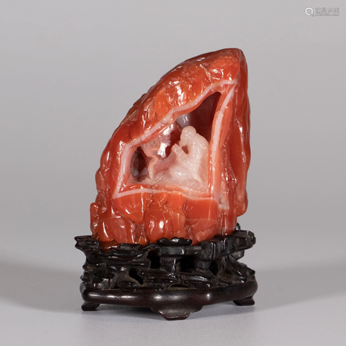 CARVED NANHONG AGATE FIGURAL BOULDER