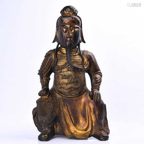 GILT BRONZE STATUE OF GUAN GONG