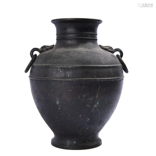 BRONZE VASE WITH TWO HANDLE