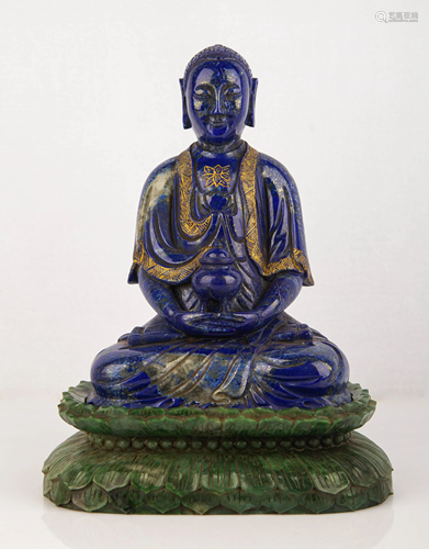 LAPIS LAZULI BUDDHA WITH JASPER BASE