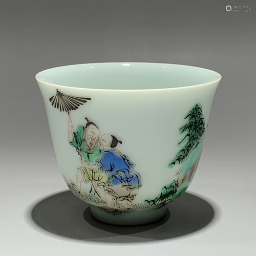 WUCAI 'FIGURAL' PORCELAIN CUP, KANGXI MARK