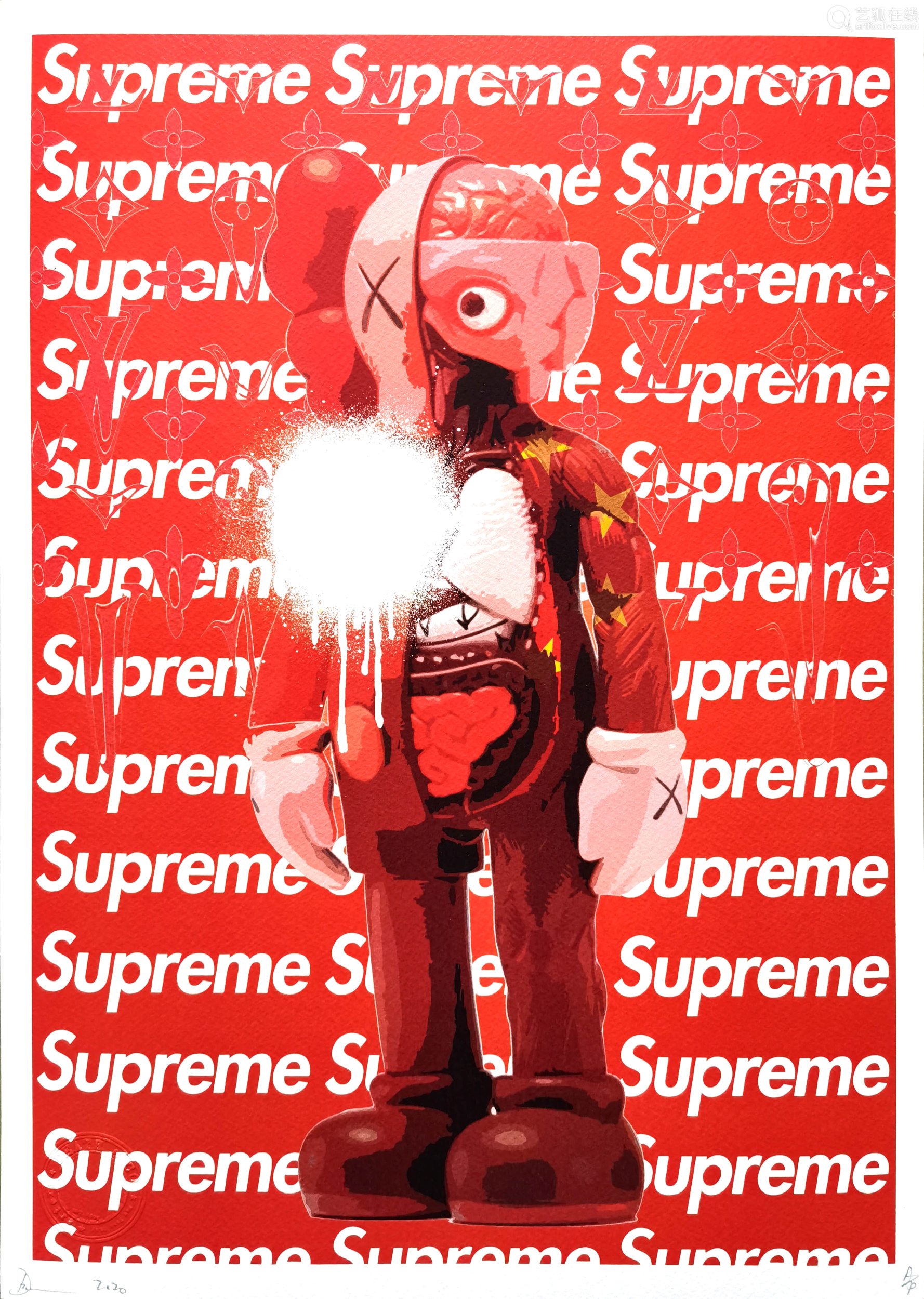 见作品左下角death Nyc Death Nyc Kaws Supreme 300gsm 纸本版 Deal Price Picture