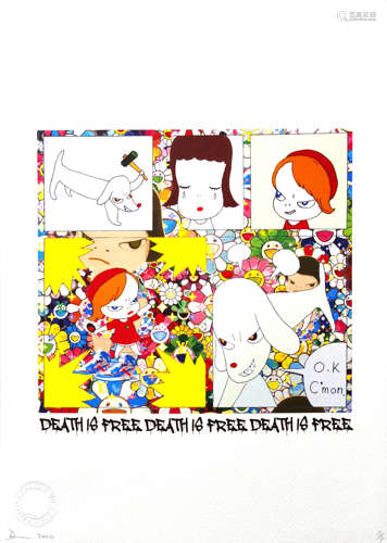 见作品左下角 DEATH NYC DEATH NYC《奈良美智×太阳花》 300gsm，纸本...