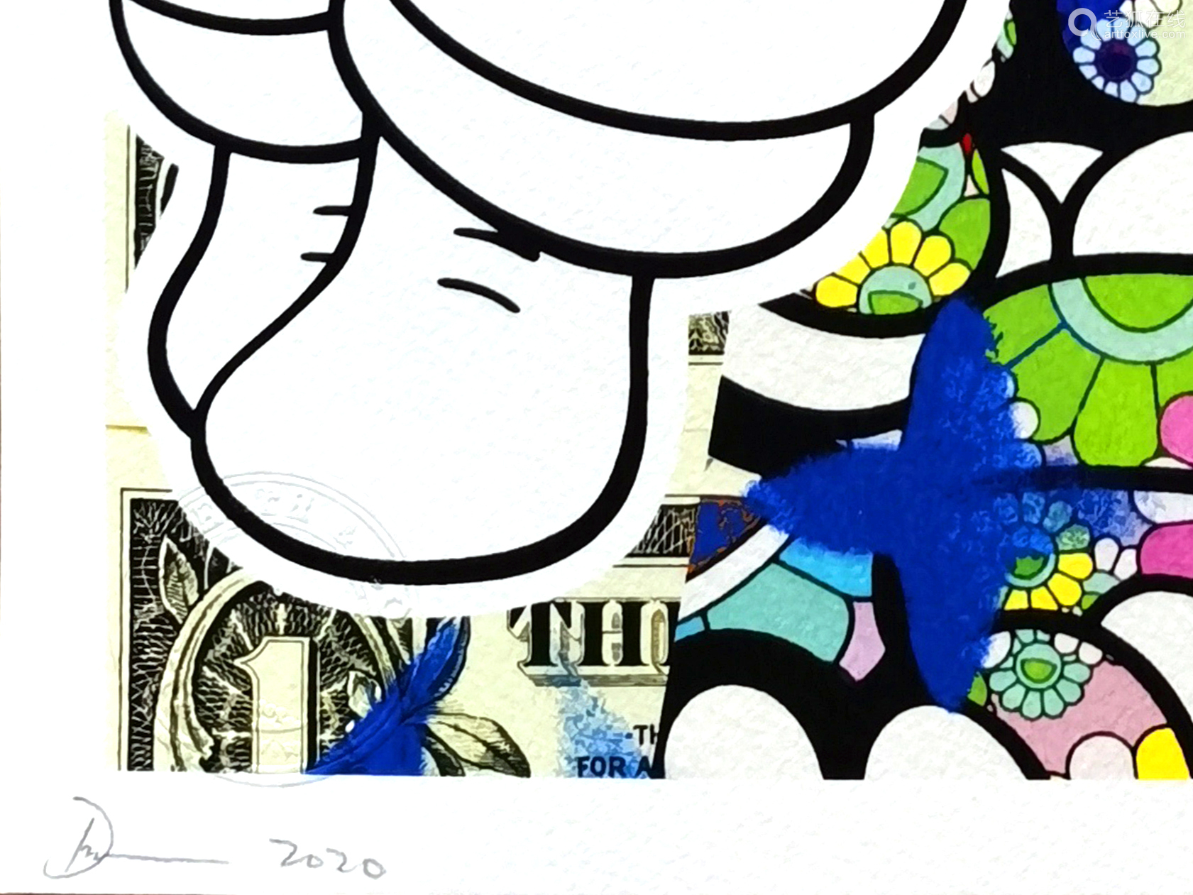 见作品左下角death Nyc Death Nyc Kaws Dollar 300gsm 纸本版画 Deal Price Picture