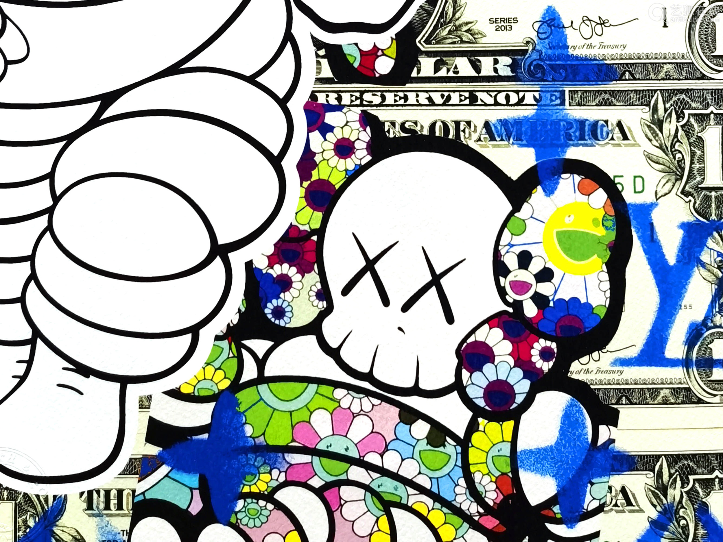 见作品左下角death Nyc Death Nyc Kaws Dollar 300gsm 纸本版画 Deal Price Picture