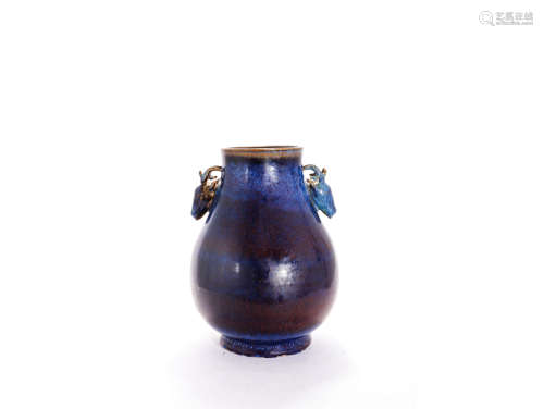 A Flambe-Glazed Double Deer-Eared Vase, Zun