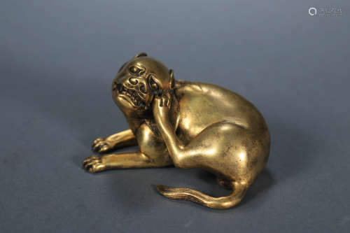 A Gilt Bronze Mythical Beast Paper Weight