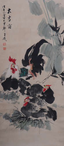A Chinese Flowers And Birds Painting Scroll, Wang Xuetao Mar...