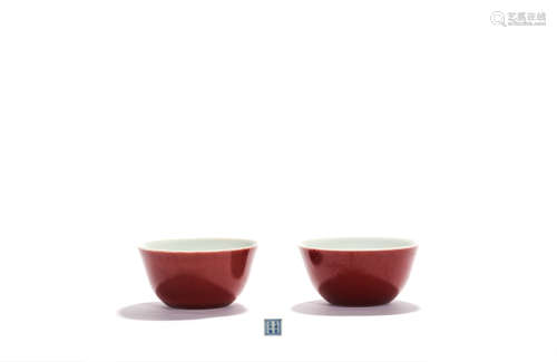 A Pair Of Altar-Red-Glaze Cups