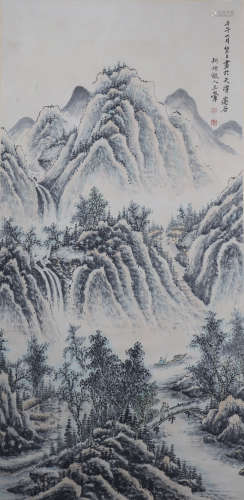 A Chinese Landscape Painting Scroll, Wang Hui Mark